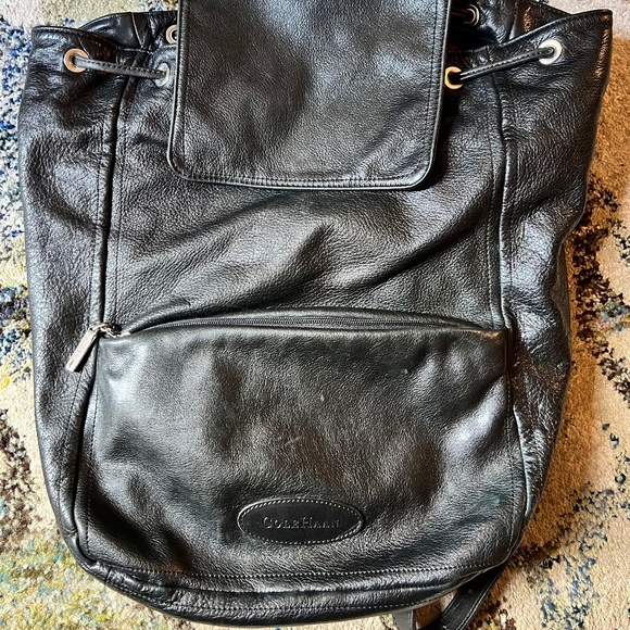 Cole Haan Black Leather unisex backpack - Picture 1 of 3